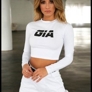 White I AM GIA long sleeve crop top